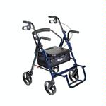 Drive Medical Duet Transport Chair and Rollator Lightweight Transport Wheelchair