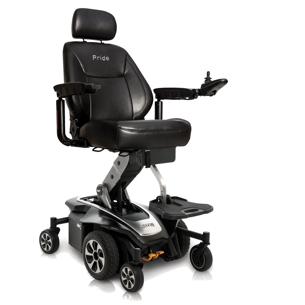 Pride Jazzy Air 2 Full Size Power Wheelchair in Matte Black Pearl from SpinLife