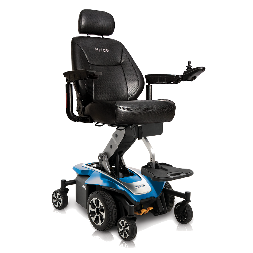 Pride Jazzy Air 2 Full Size Power Wheelchair in Sapphire Blue from SpinLife