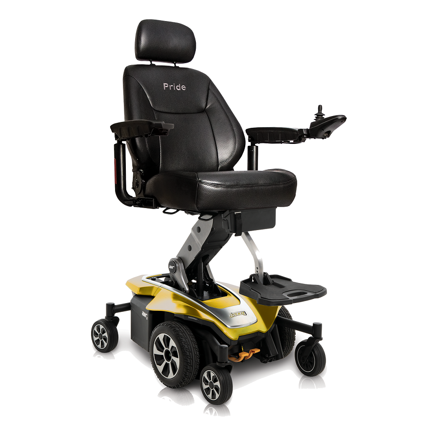 Pride Jazzy Air 2 Full Size Power Wheelchair in Citrine Yellow from SpinLife