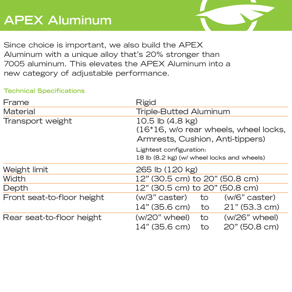 Motion Composites APEX Aluminum Motion Composites Rigid Wheelchairs