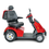 Mobility Scooter Shown In Red Right Side View With Standard Wheels.