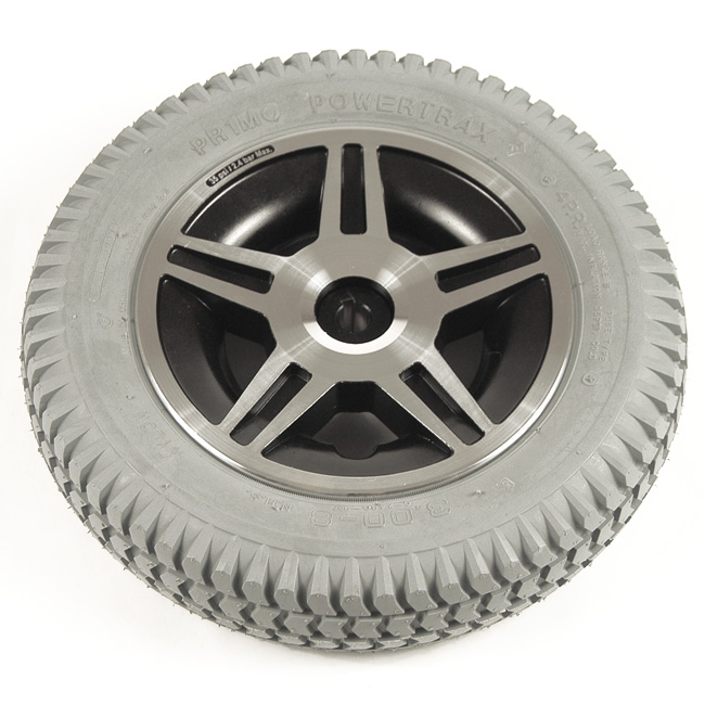 14" Gray Flat-Free Drive Wheel Assembly for Jazzy 614