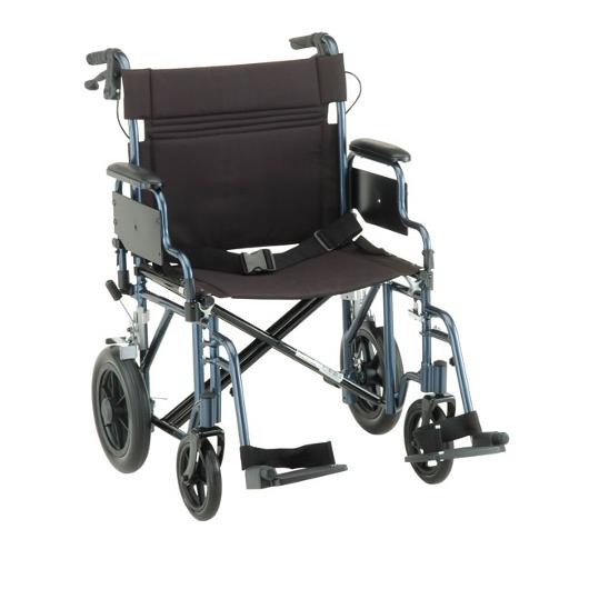 Nova Comet 332 HD w/Removable Armrests Transport Wheelchair in Red/Blue from SpinLife