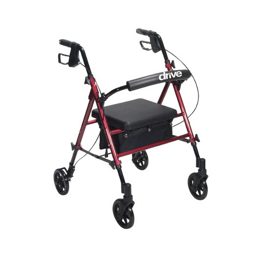 Drive Medical Universal Seat Height Aluminum Rollator Rolling Walkers in Red/Blue from SpinLife