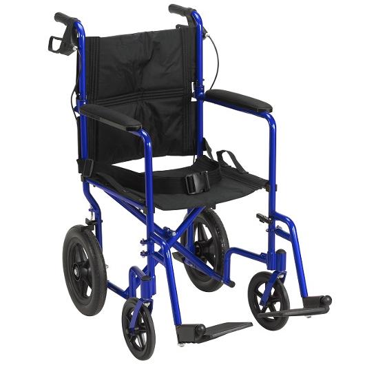 Drive Medical Lightweight Expedition w/12 Rear Wheels Transport Wheelchair in Red/Blue from SpinLife