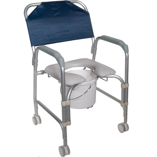 Drive Medical Aluminum Shower Chair and Commode with Casters Rehab Chairs from SpinLife