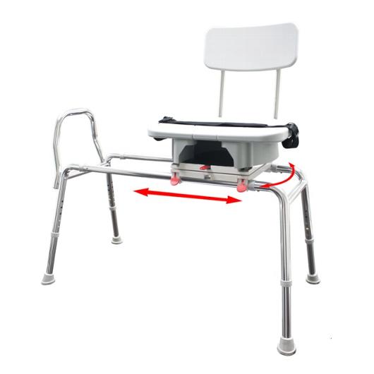 Eagle Health Sliding Transfer Bench with Replaceable Cut Out Swivel Seat Benches from SpinLife