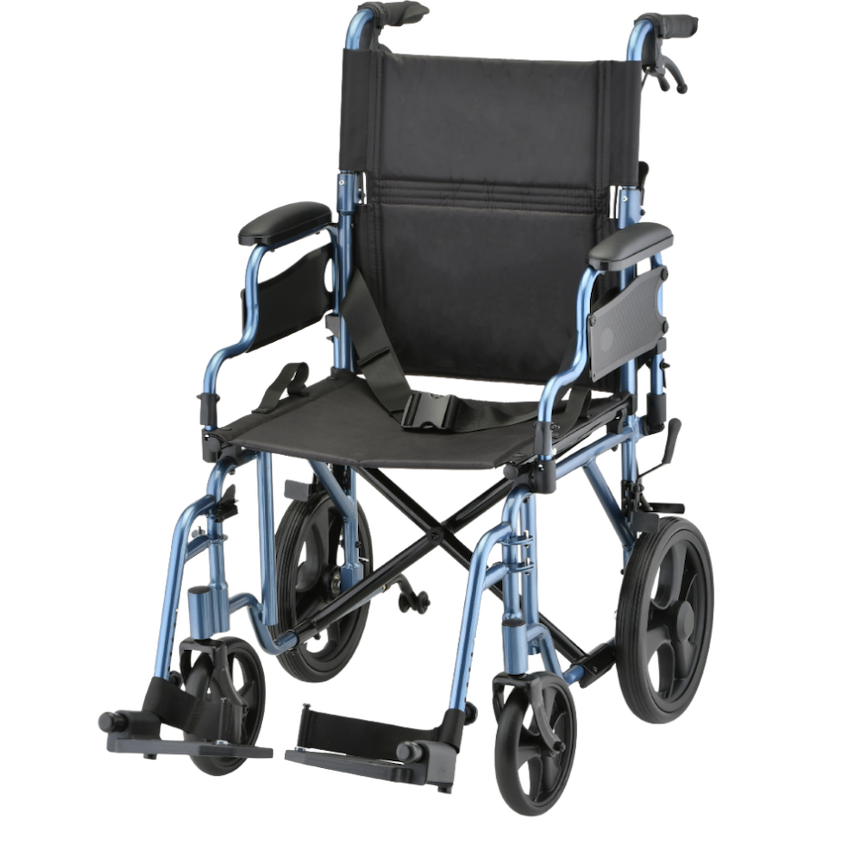 Nova Comet 353 w/Flip-up Desk Arms Transport Wheelchair with Swing-away Footrest from SpinLife