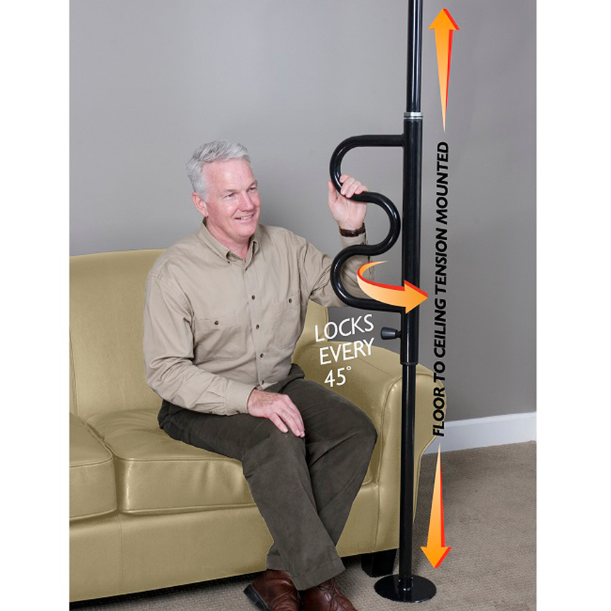 Stander Security Pole with Curve Grab Bar Products from SpinLife