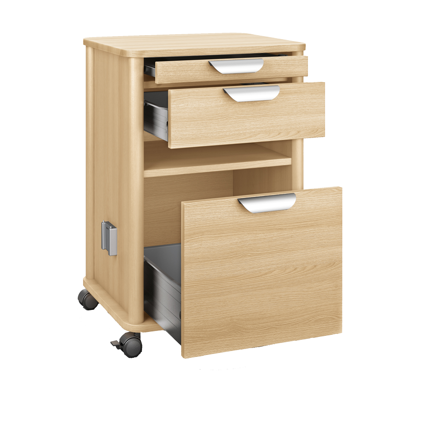 Wissner-Bosserhoff Vivo 2-Drawer Bedside Cabinet with platform top pull out Overbed Tables from SpinLife