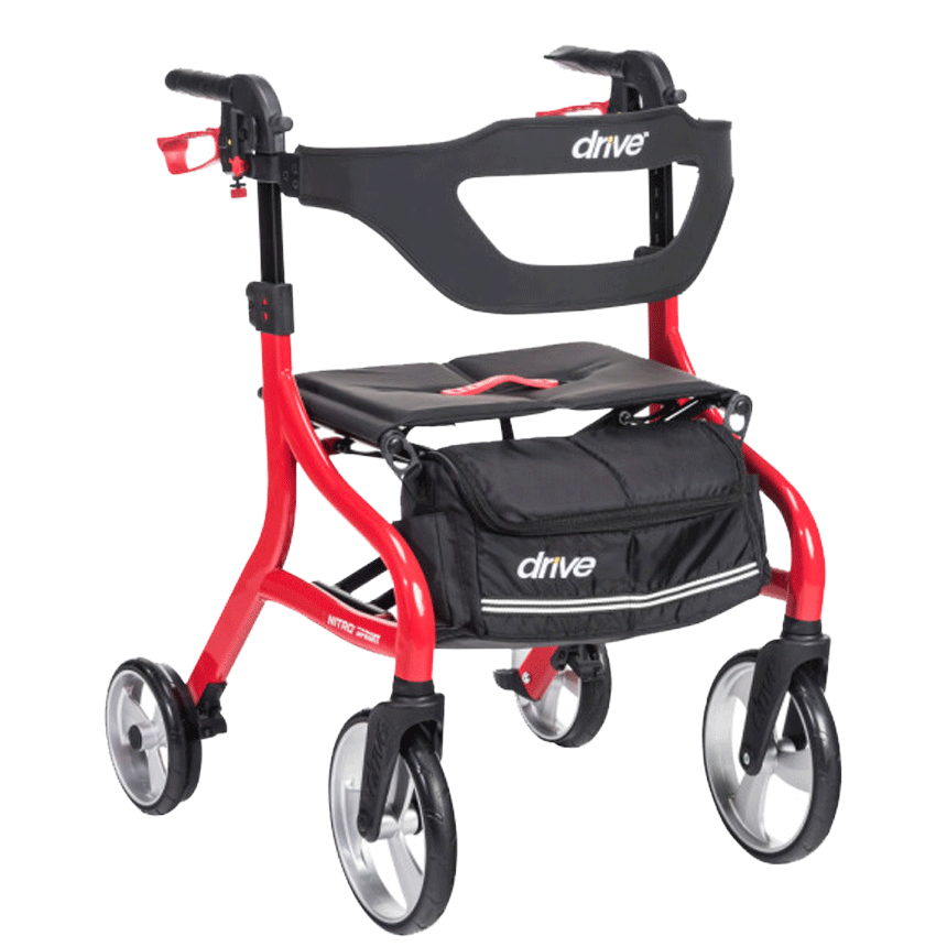 4 Wheel Rollator drive Nitro Sprint Black Folding Aluminum Frame (Each)