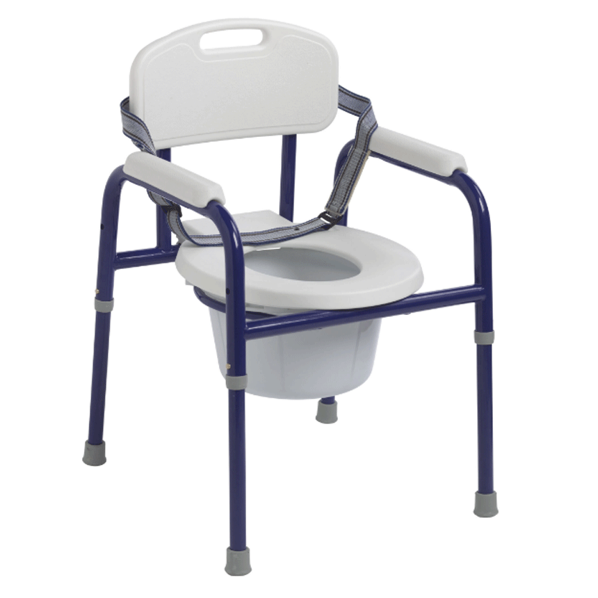 Commode Chair Pinniped Padded Fixed Arms Steel Frame With Backrest 13 Inch Seat Width 250 lbs. Weight Capacity (Box)