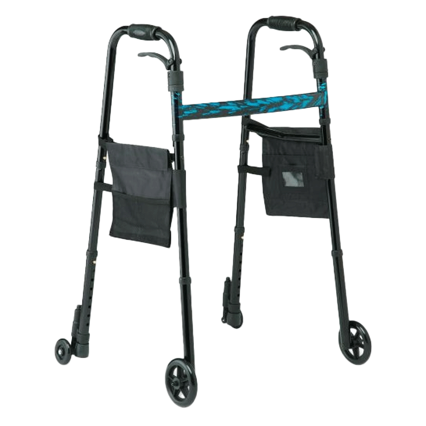Medline Folding Trigger Walker with 5 Wheels Standard Walkers from SpinLife