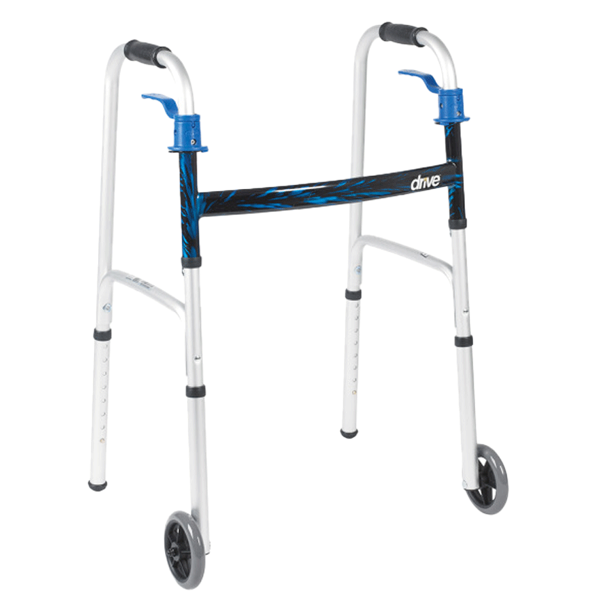 Drive Medical Deluxe Trigger Release Folding Walker with 5 Wheels Standard Walkers from SpinLife