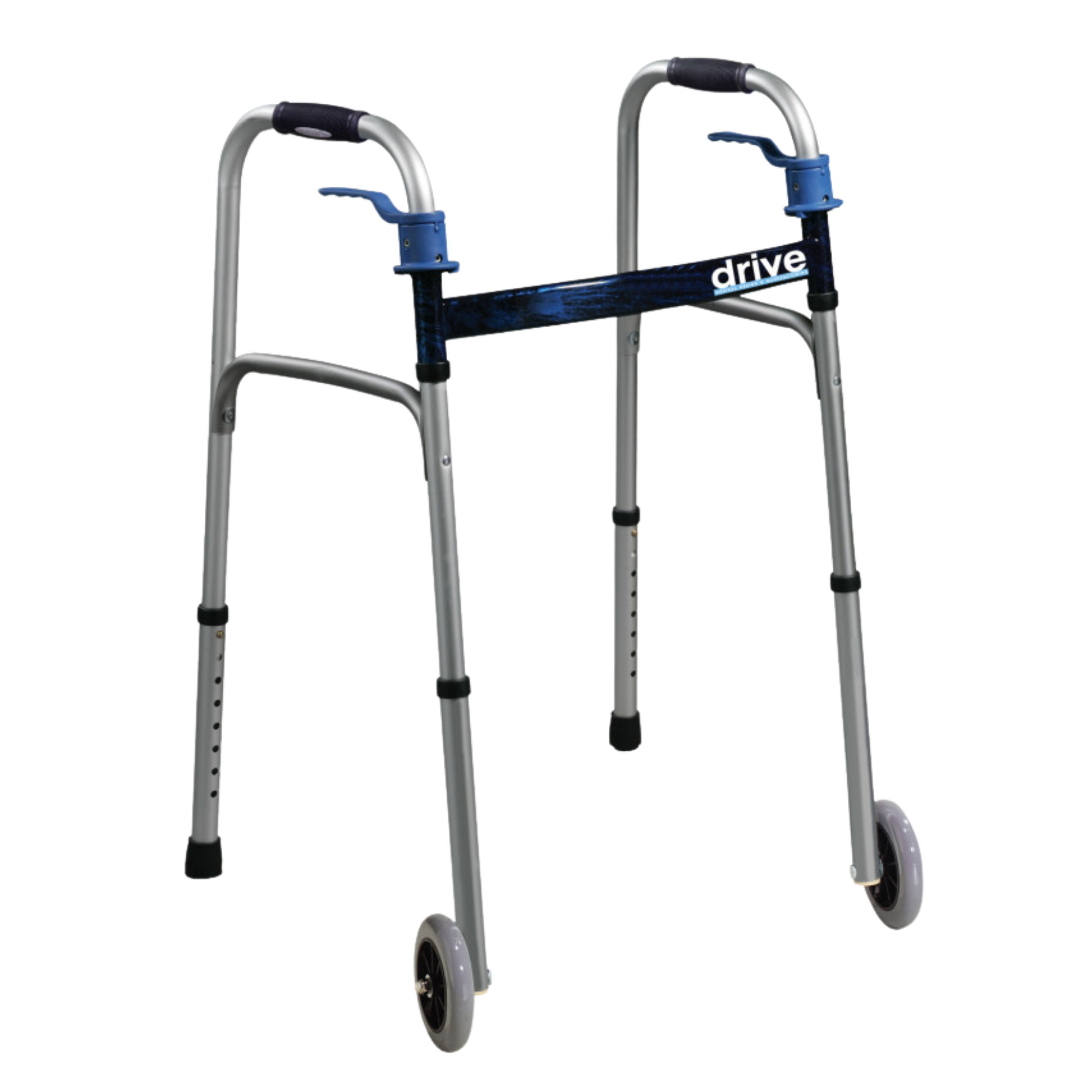Drive Medical Deluxe Trigger Release Folding Walker with 5 Wheels Standard Walkers from SpinLife